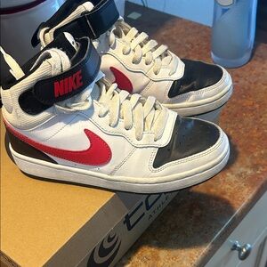 Nike Kids Black, White, and Red Sneakers